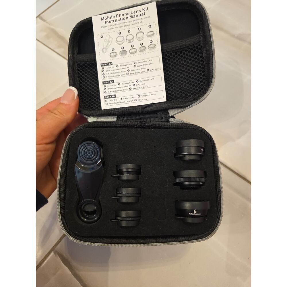 Liginn 9 In 1 Cell Phone Camera Lens Kit Smartphone Attachments w/ Case‎
